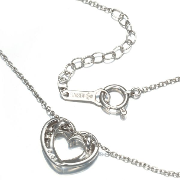 タサキ ネックレス ダイヤ 0.03ct  ハート K18WG 