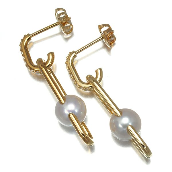 タサキ ピアス パール アコヤ真珠 7.8mm ダイヤ 0.06ct/0.06ct ファインリンク  K18YG 