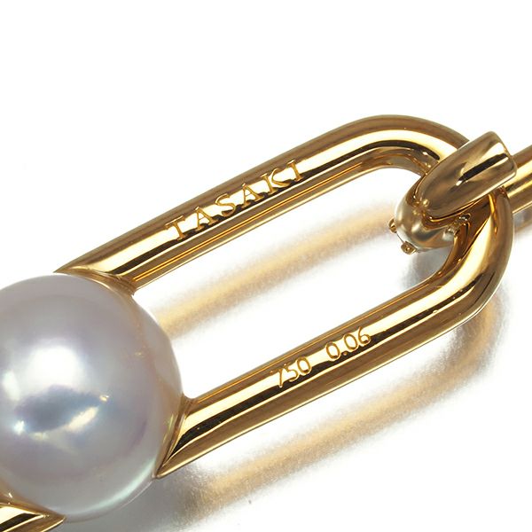 タサキ ピアス パール アコヤ真珠 7.8mm ダイヤ 0.06ct/0.06ct ファインリンク  K18YG 