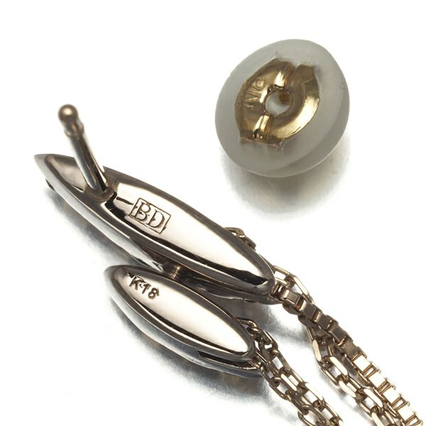 カシケイ ピアス ダイヤ 0.48ct ネイキッド チェーン K18BG 