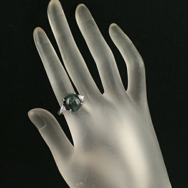 タサキ リング トルマリンキャッツアイ 8.96ct ダイヤ 0.27ct  12号 Pt900 