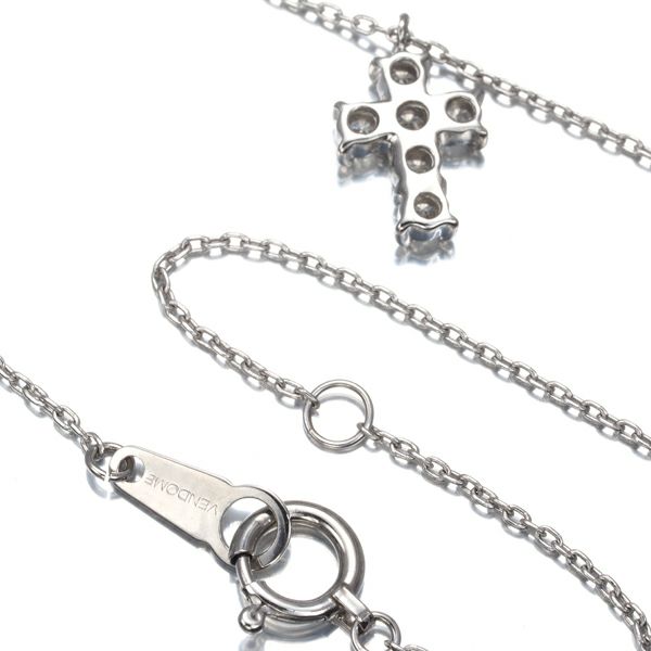 ヴァンドーム ネックレス ダイヤ 0.18ct  クロス Pt900/Pt850 