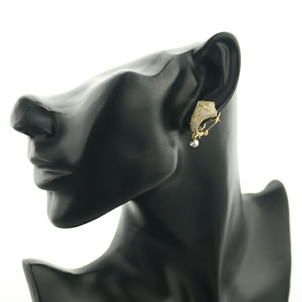 ダイヤ 0.18ct/0.05ct 艶消し 2WAY 片耳  イヤリング K18YG/Pt900 