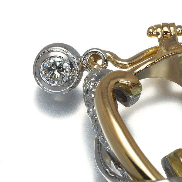 AsTime イヤリング ダイヤ 0.09ct  石川暢子 コンビカラー 2WAY 片耳 K18YG/Pt900 