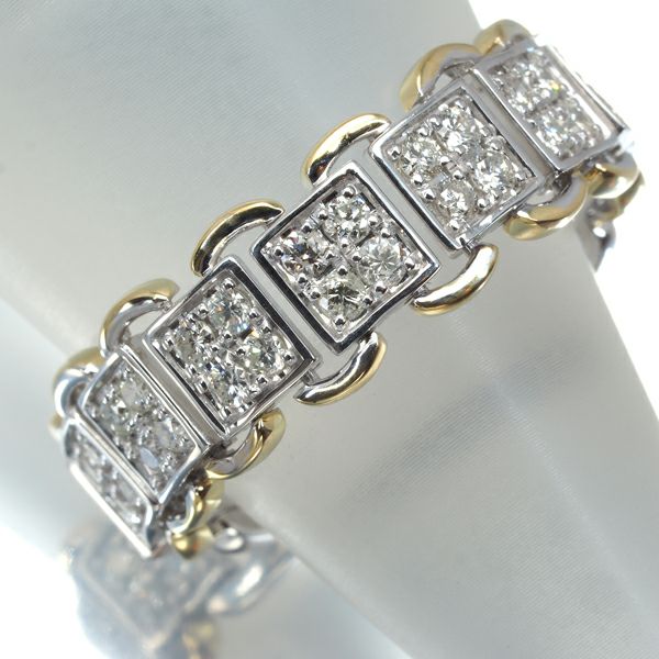 ダイヤ 0.70ｃｔ コンビカラー ベルト  リング K18YG/WG 