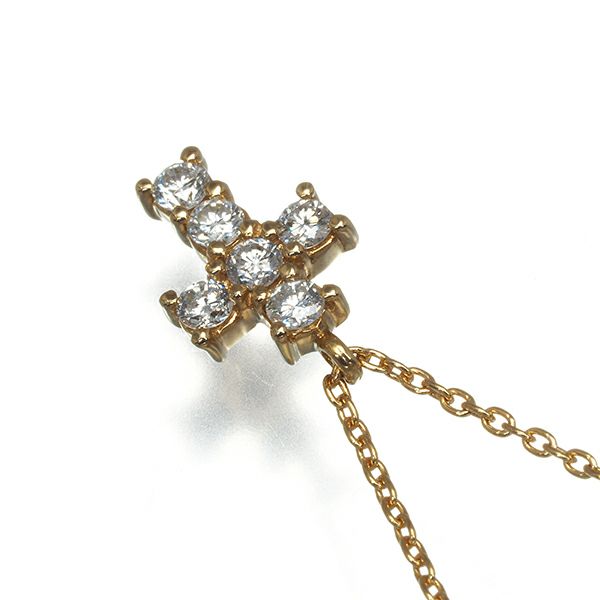 ヴァンドーム ネックレス ダイヤ 0.18ct  クロス K18YG 