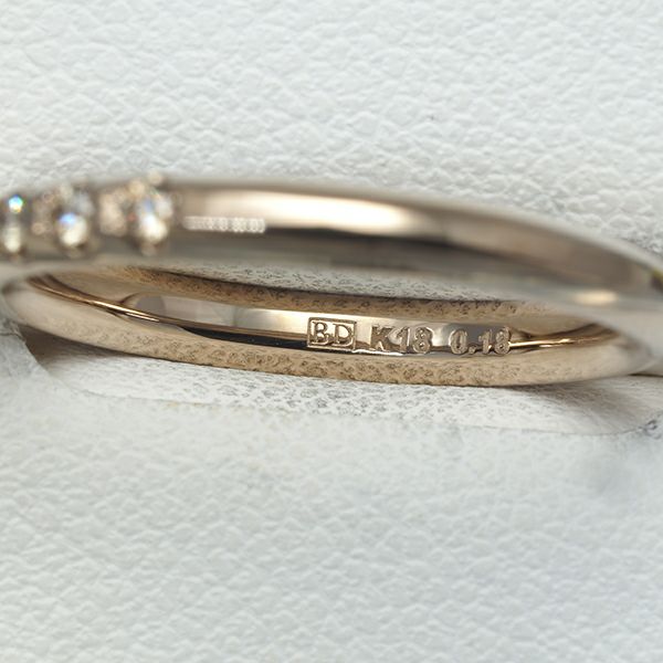 カシケイ リング ダイヤ 0.18ct ライン 11号 K18BG 