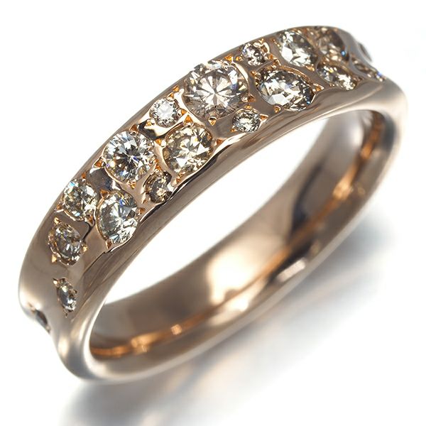 カシケイ リング ダイヤ 0.60ct メランジェ 12号 K18PG 