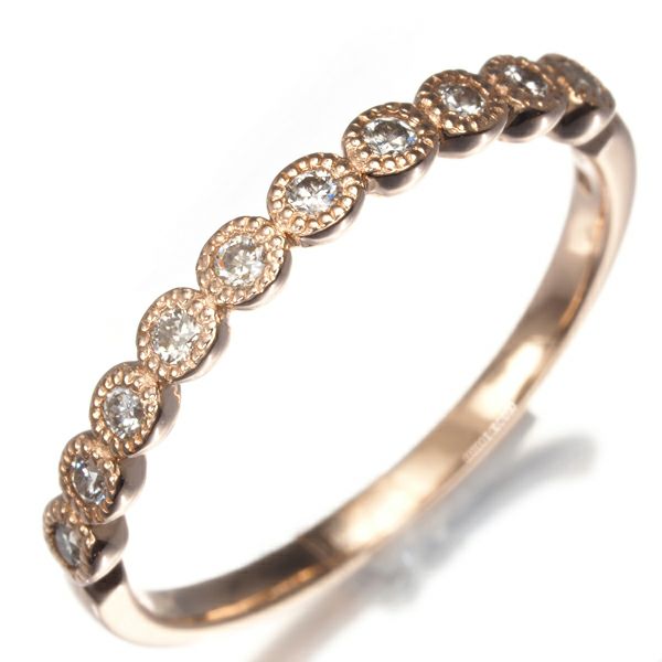 組曲 リング ダイヤ 0.14ct  ミルグレイン 10号 K10PG 