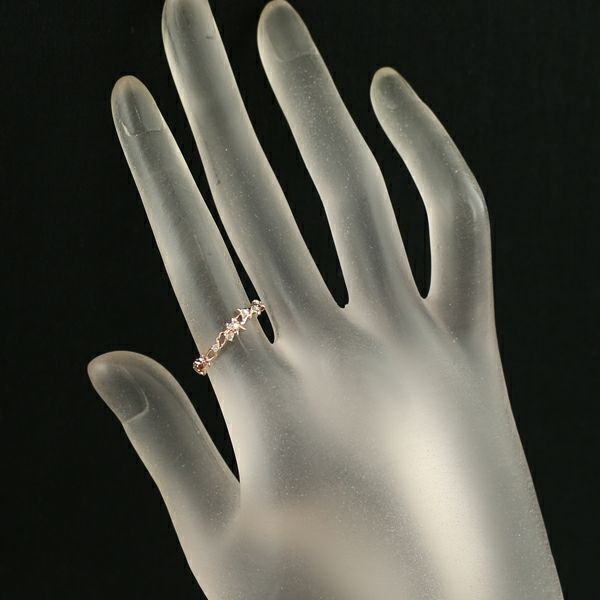 アガット リング ダイヤ 0.05ct  透かし フラワー 11号 K10PG 