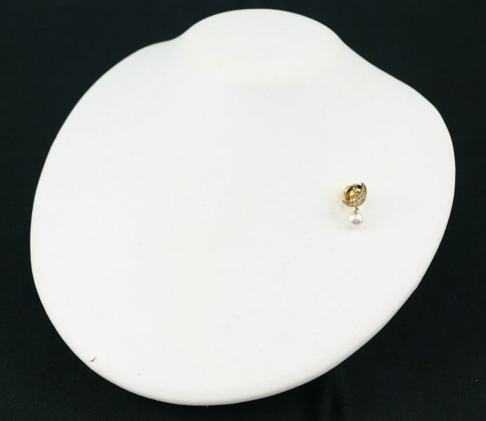ミキモト ブローチ パール アコヤ真珠 7.0mm ダイヤ  ムーン K18YG/合金 