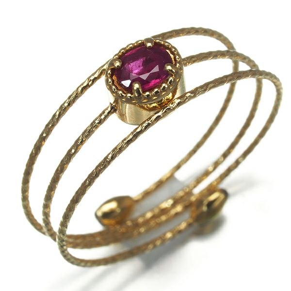 ルビー 0.15ct フリーサイズ  リング K18YG/ワイヤー 
