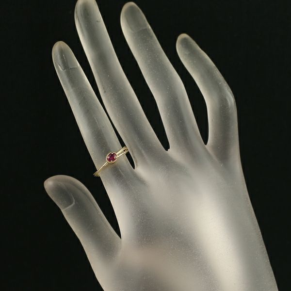 ルビー 0.15ct フリーサイズ  リング K18YG/ワイヤー 