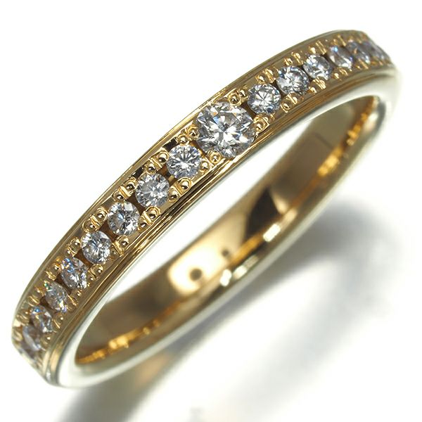 ラザール リング ダイヤ 0.24ct  ハーフエタニティ 11号 K18YG 保証書