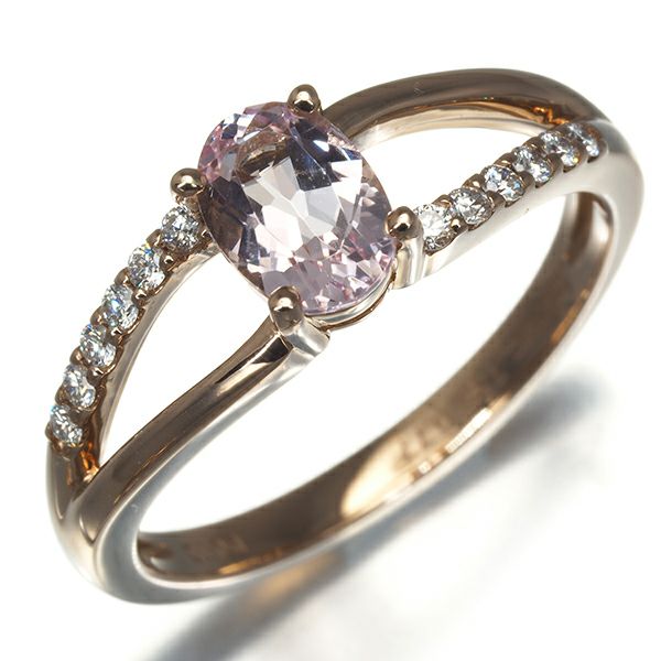 アンブローズ リング モルガナイト 0.77ct ダイヤ 0.13ct  15.5号 K18PG 保証書