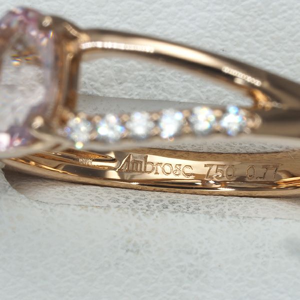 アンブローズ リング モルガナイト 0.77ct ダイヤ 0.13ct  15.5号 K18PG 保証書