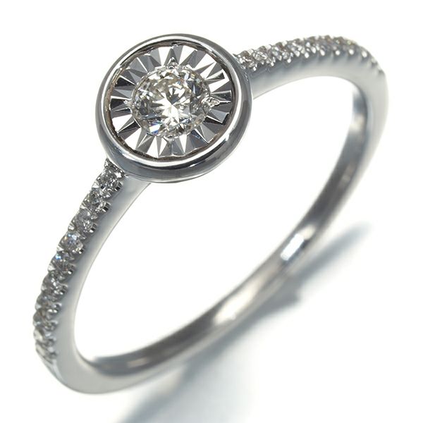 ダイヤ 0.13ct/0.08ct   リング K18WG 