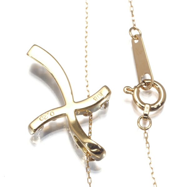 ダイヤ 0.20ct クロス  ネックレス K18YG 