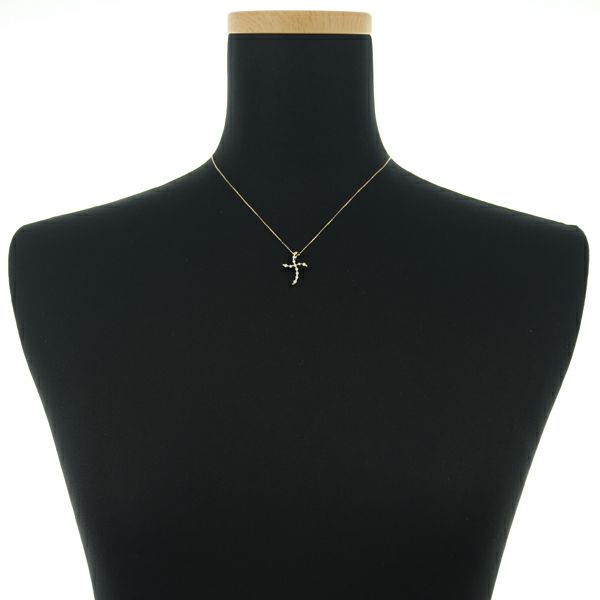 ダイヤ 0.20ct クロス  ネックレス K18YG 