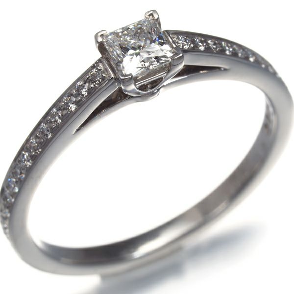 ティファニー リング ダイヤ 0.24ct E VVS1 グレース プリンセスカット 11.5号 Pt950 鑑