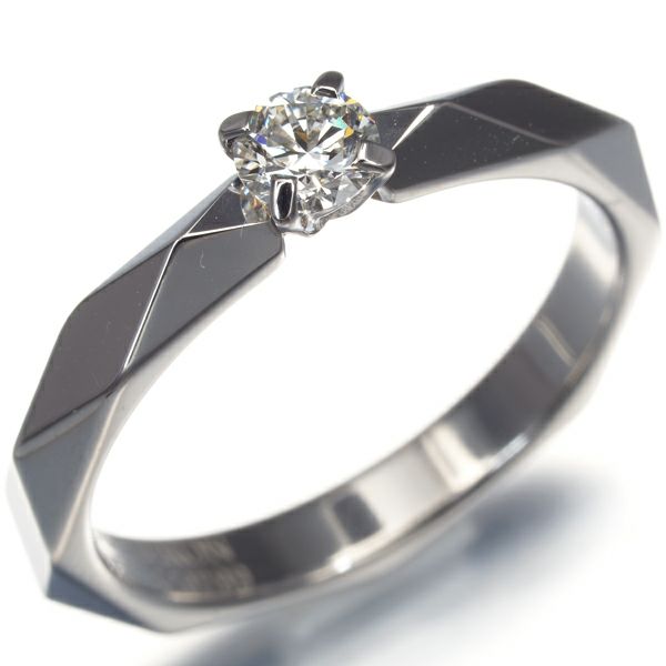 ブシュロン リング ダイヤ 0.20ct G VVS2 3EX ファセット ソリテール 50号 Pt950 保/鑑