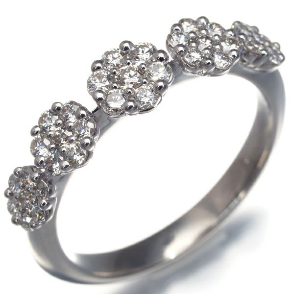 ポンテヴェキオ リング ダイヤ 0.45ct  フラワー 9号 K18WG 