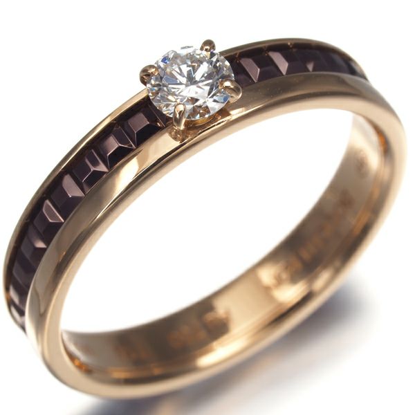 ブシュロン リング ダイヤ 0.23ct E VVS2 キャトルクラシック ソリテール 55号 K18PG 鑑