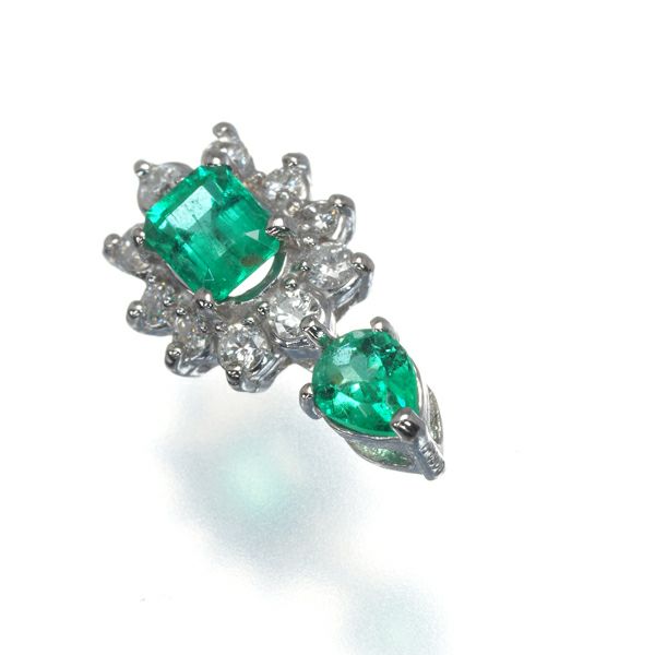 エメラルド 0.46ct ダイヤ 0.16ct クラシック  ペンダントトップ Pt900 