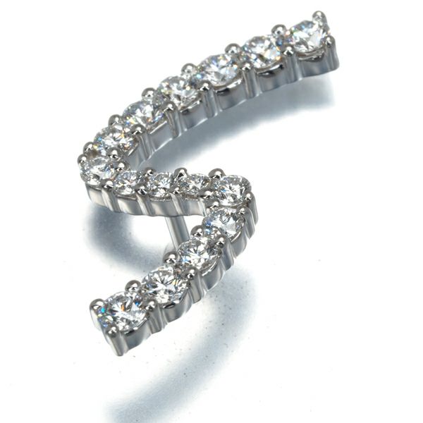 ギメル ブローチ ダイヤ 0.485ct  イニシャル アルファベット S ピン Pt950/合金 