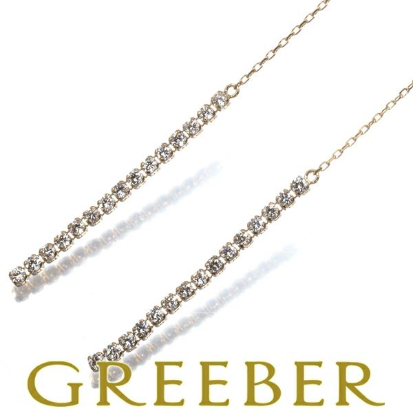 アーカー ピアス ダイヤ 0.18ct/0.18ct シャンデリアスウィングチェーン  K18YG 