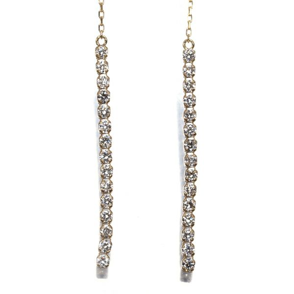 アーカー ピアス ダイヤ 0.18ct/0.18ct シャンデリアスウィングチェーン  K18YG 