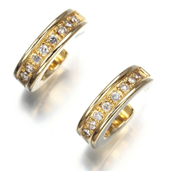 ミキモトペルリータ ピアス ダイヤ 0.05ct/0.05ct  フープ K18YG 