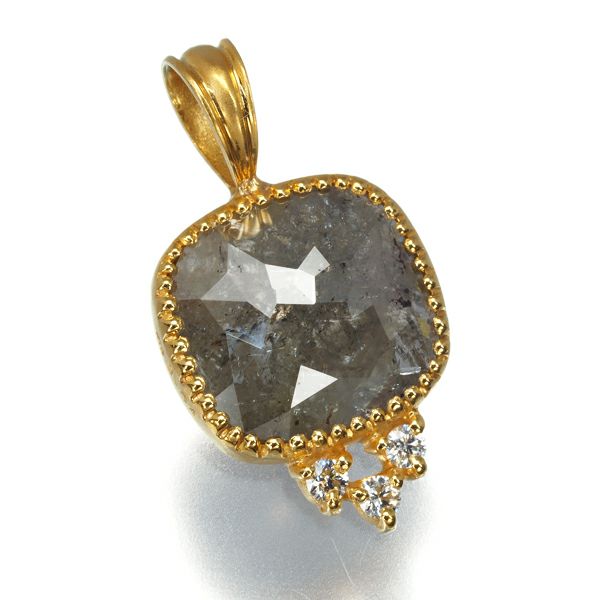 ダイヤ 3.64ct/0.06ct 艶消し　スクエア  ペンダントトップ K18YG 
