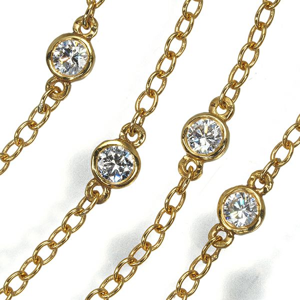 ティファニー ネックレス ダイヤ バイザヤード スプリンクル 12P ロング K18YG 