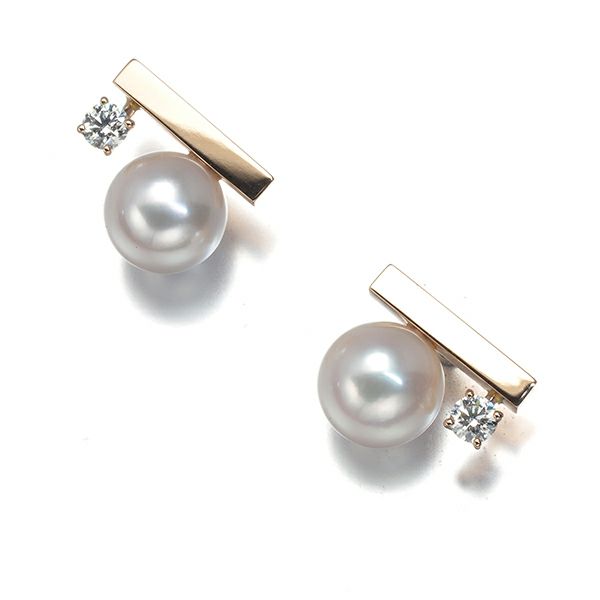 タサキ ピアス パール アコヤ真珠 7.0mm ダイヤ 0.05ct プチバランスクラス K18PG/YG 保