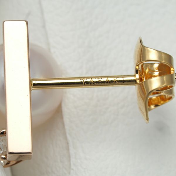 タサキ ピアス パール アコヤ真珠 7.0mm ダイヤ 0.05ct プチバランスクラス K18PG/YG 保