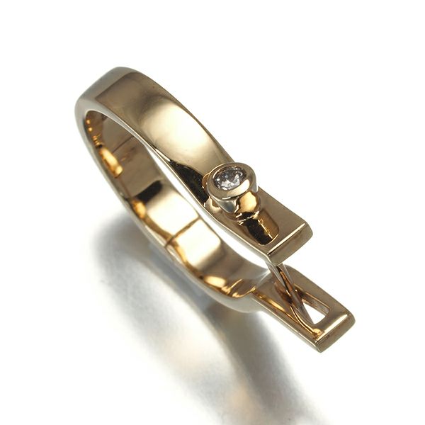 ヒロタカ ピアス ダイヤ 0.03ct インダストリア 片耳 K18YG/K10YG 