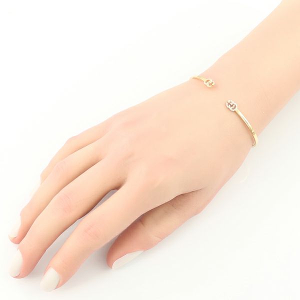 グッチ ブレスレット ダイヤ ダブルG バングル 16刻印 K18YG 
