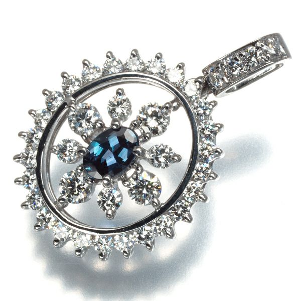 アレキサンドライト 0.355ct ダイヤ 1.095ct フラワー  ペンダントトップ Pt900 鑑別書