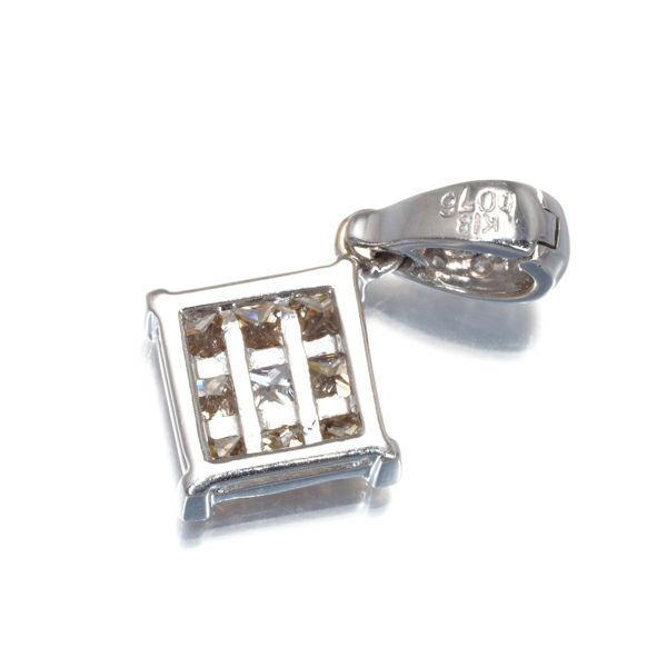 ブラウン＆クリアダイヤ ダイヤモンド 0.76ct ミステリーセッティング  ペンダントトップ K18WG 