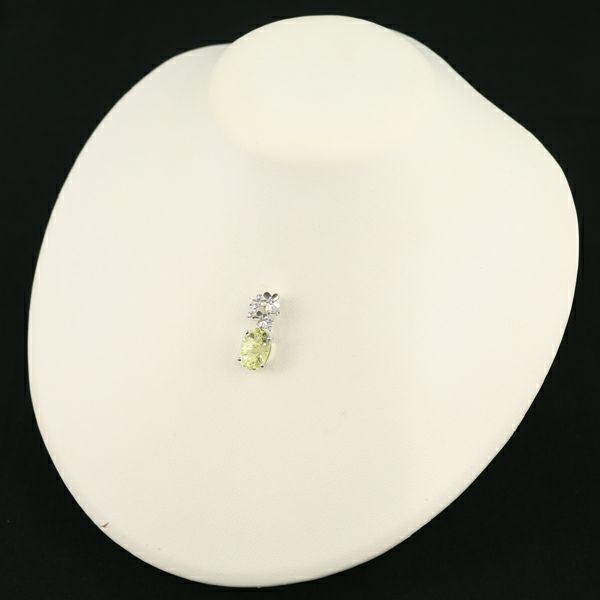 レモンクォーツ 4.79ct ダイヤ 0.10ct フラワー ペンダントトップ K18WG 