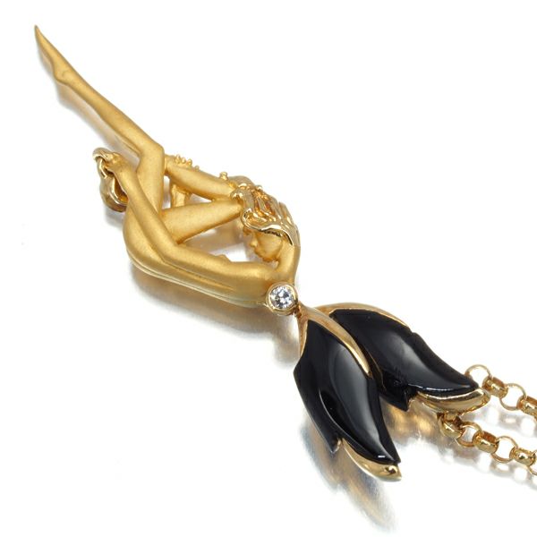 カレライカレラ ネックレス オニキス ダイヤ ポモナ 妖精 K18YG 
