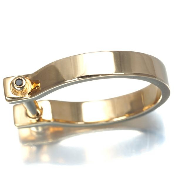 ヒロタカ リング ブラック&クリア ダイヤ 0.03ct インダストリア ピンキー 5号  K10YG 