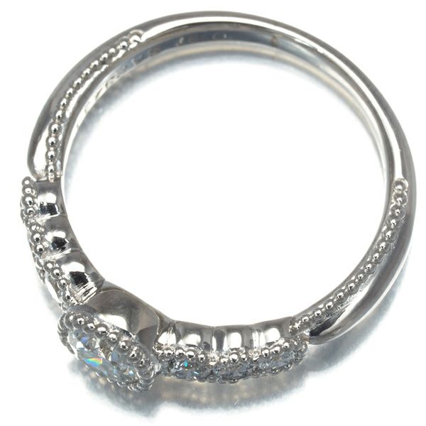 ダイヤ 0.400ct/0.31ct  ミルグレイン リング Pt900 