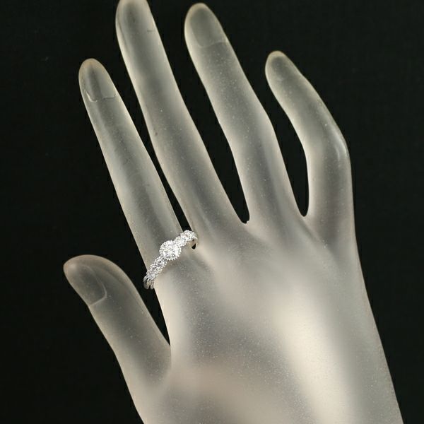 ダイヤ 0.400ct/0.31ct  ミルグレイン リング Pt900 