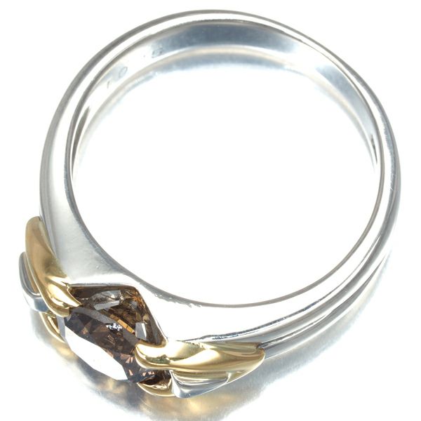 ブラウンダイヤ 1.025ct コンビカラー 一粒  リング K18YG/Pt900 