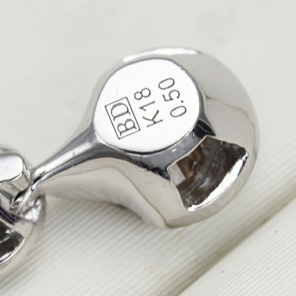 カシケイ ピアス ダイヤ 0.25ct ドッツ フック 片耳 K18WG 