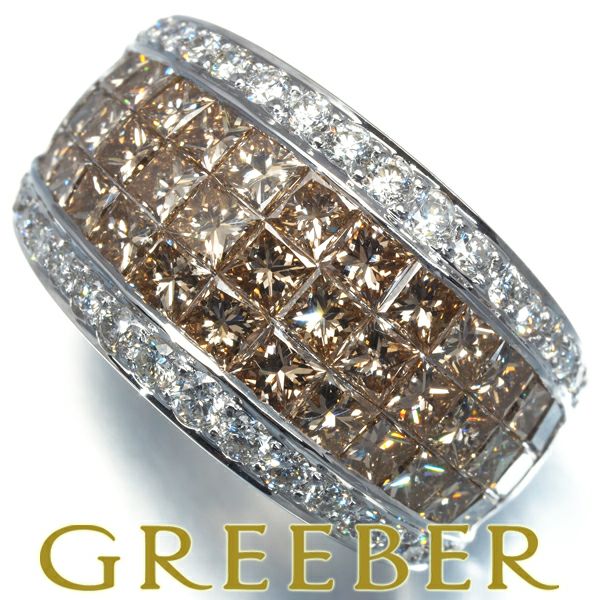 レ・エッセンシャル リング ブラウン&クリア ダイヤ 3.60ct ミステリーセッティング 9号 K18WG 