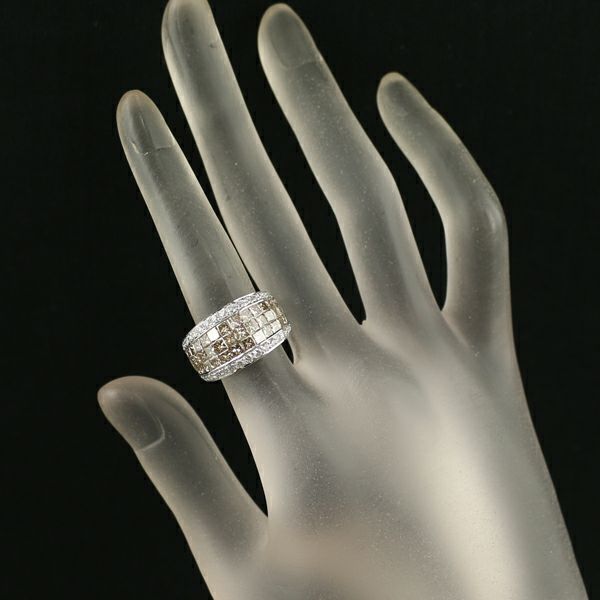 レ・エッセンシャル リング ブラウン&クリア ダイヤ 3.60ct ミステリーセッティング 9号 K18WG 
