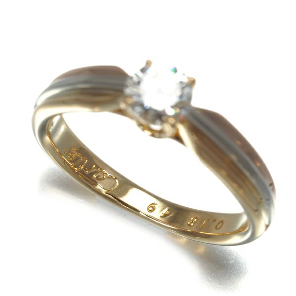 カルティエ リング ダイヤ 0.38ct ソリテール スリーカラー 49号 K18YG/WG/PG 保証書/鑑定書